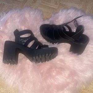 Black chain high heel pumps,Womens 7.5